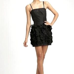 Laundry by Shelli Segal Los Angeles Taffeta Flower Petal  Black Mini Dress 2 XS